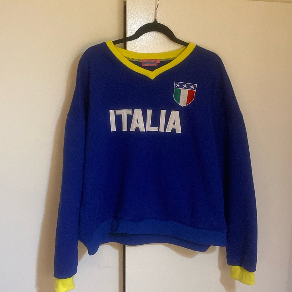 Edikted Blue and Yellow Italia Sweatshirt